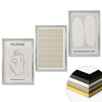 WANDBILDER 3er Set - 40x60 cm Silberner Rahmen - Linien, Formen, Beige, Weiß - Silberfarben, Kunststoff (40/60cm) - ArtPrintCave
