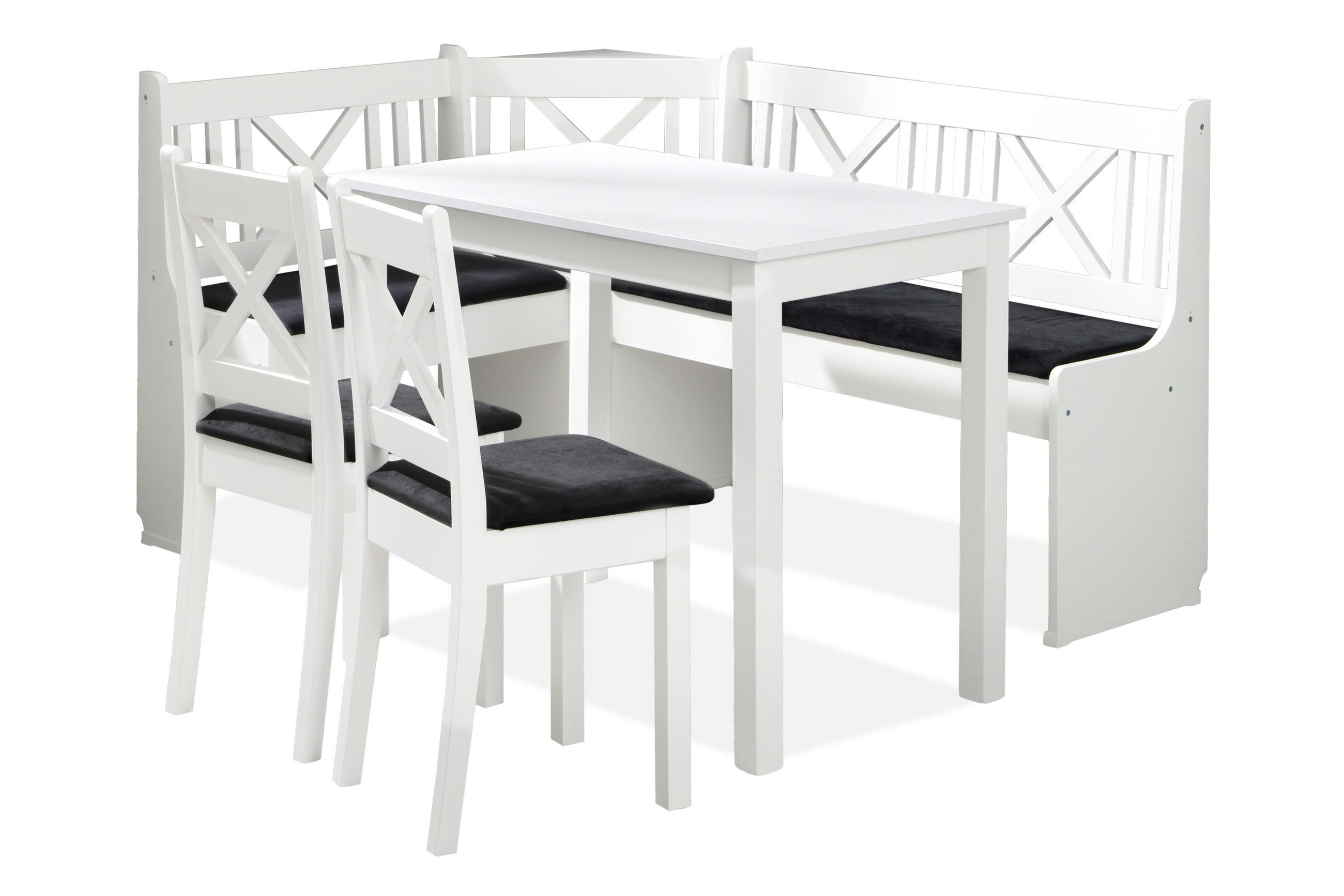 ECKBANKGRUPPE Küchenbank CULIO, Sitzgruppe - Weiß, Holz (157/117/87cm) - KONSIMO®