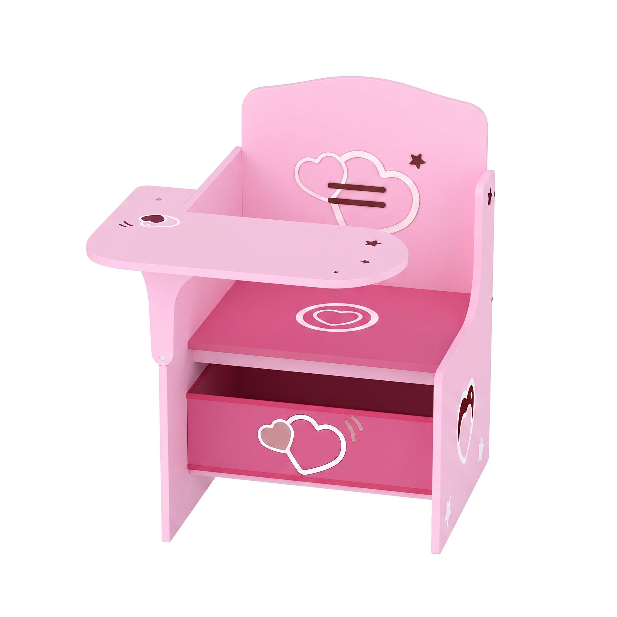 KINDERTISCH-MIT-STUHL MDF Vliesstoff Rosa - Rosa, Holzwerkstoff/Textil (51/59/58.5cm) - AIYAPLAY