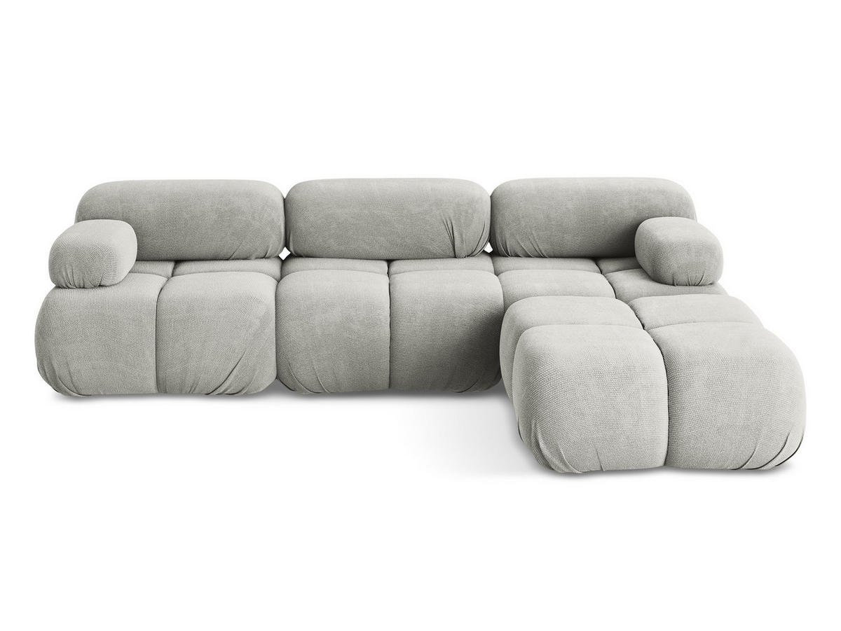 ECKSOFA Beidseitig Chenille Stoff Grau - Hellgrau/Schwarz, Kunststoff/Textil (285/191cm) - Makamii