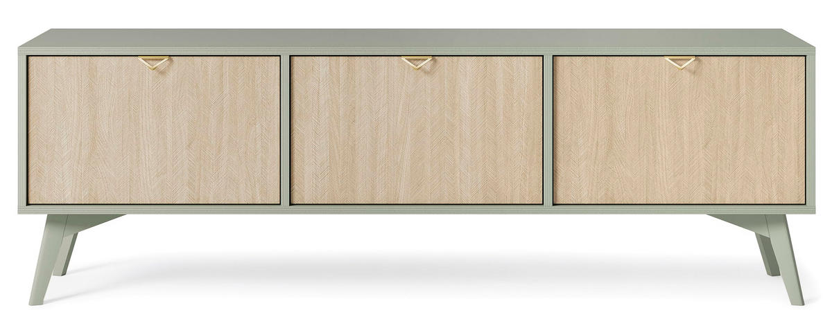 TV-SCHRANK Tores 158x52x38 cm - Lowboard mit Stauraum - Tv Ständer aus Laminierter Spanplatte - Olive - Grün, Holzwerkstoff (144/55/37cm) - Chilly