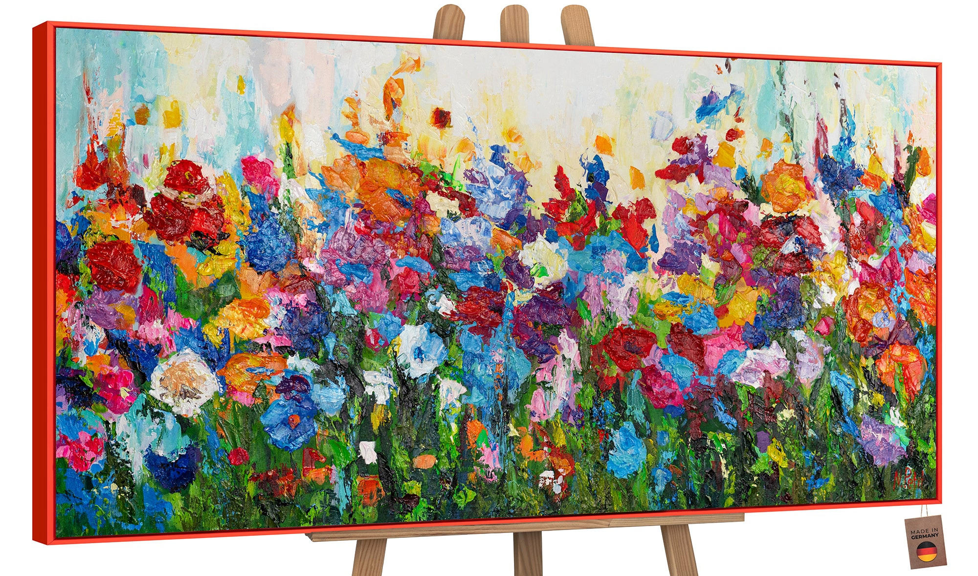 GEMÄLDE Blumige Farben Schattenfugenrahmen Rot 200x100 cm - Rot, Holz (200/100cm) - YS-art gallery