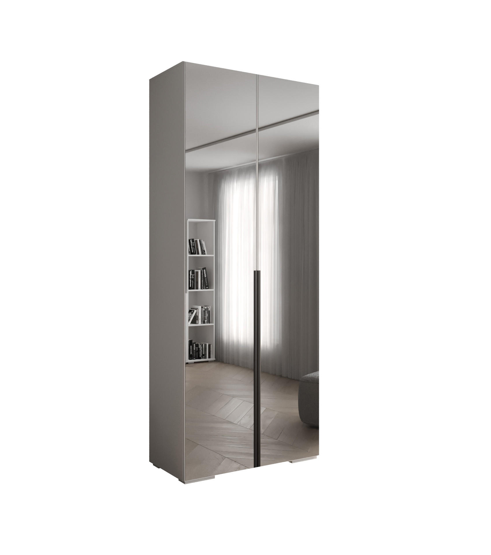 Abiks Möbel Drehtürenschrank Weiß, Schwarz 100x236.7x47 cm