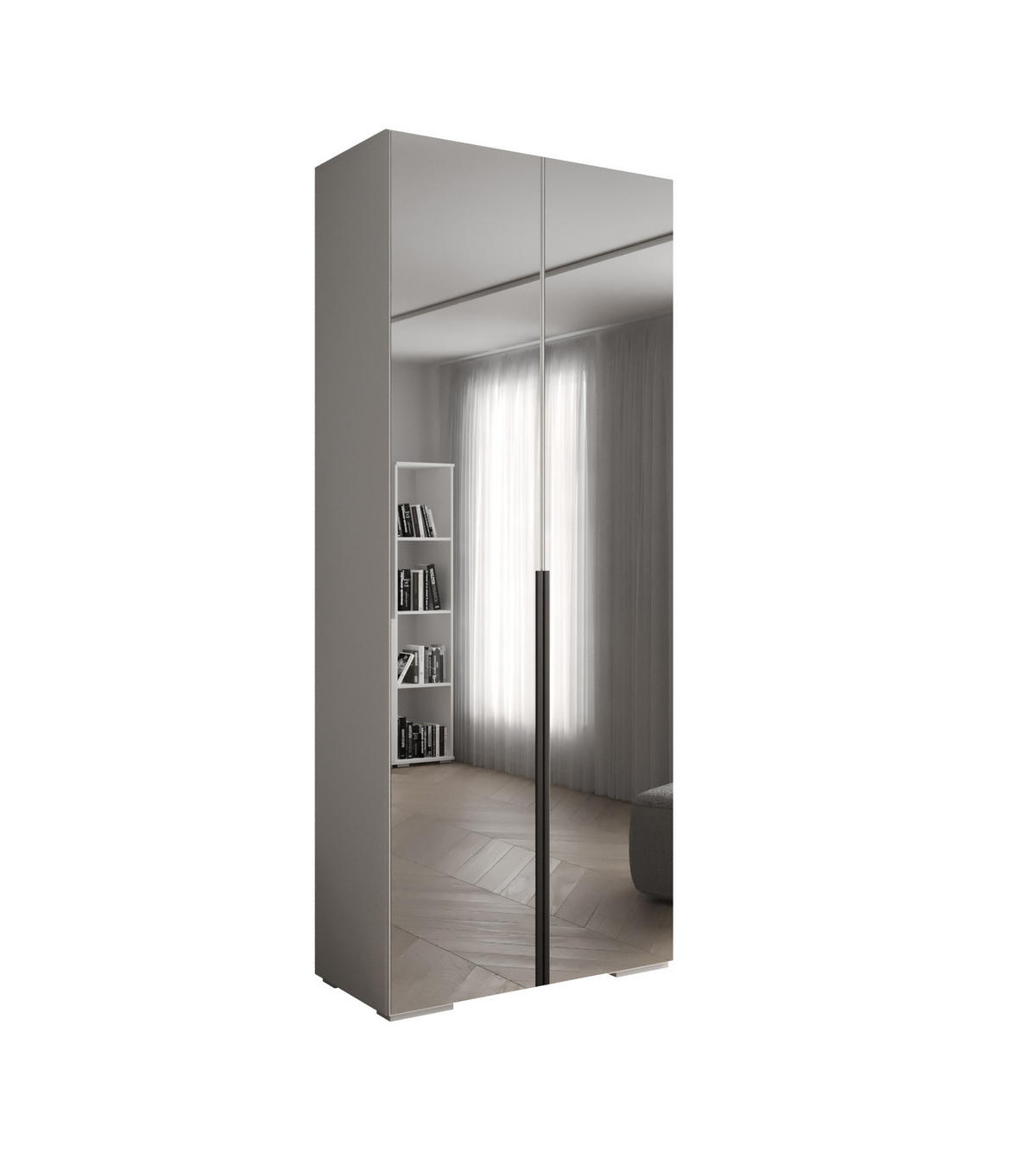 DREHTÜRENSCHRANK 236.7/100/47 2-türig - Schwarz/Weiß, Holz/Metall (100/236.7/47cm) - Abiks Möbel