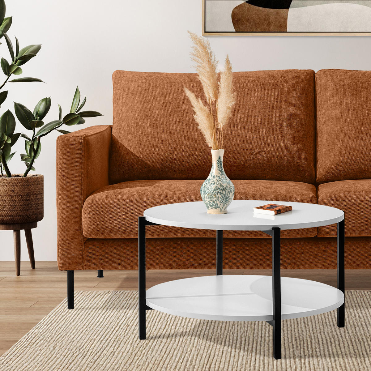 COUCHTISCH HEIRO Kaffeetisch - Weiß, Holzwerkstoff/Metall (69/69/45cm) - KONSIMO®