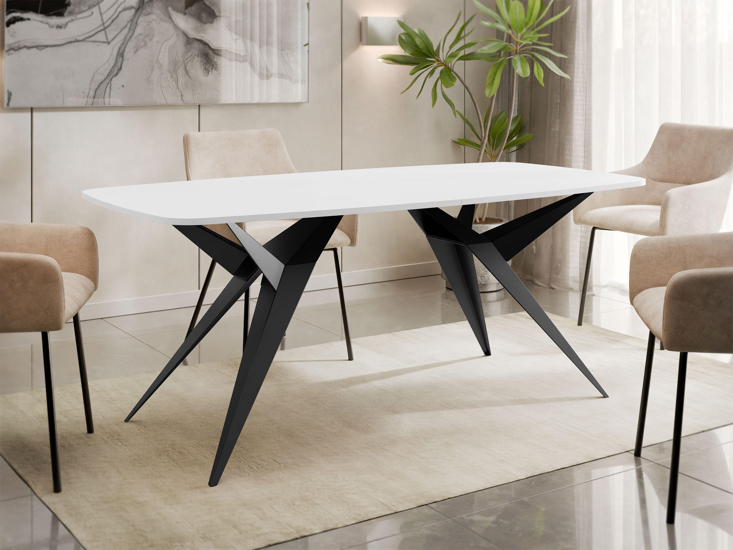 ESSTISCH ausziehbar Axis - Schwarz/Weiß, Holzwerkstoff/Metall (90/160/76cm) - MIRJAN24