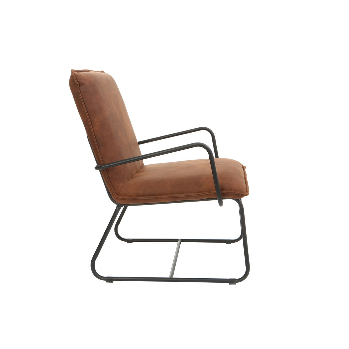 SESSEL PU Braun Metallgestell Schwarz MERCY - Braun, Textil (59/77/66cm) - Miliboo