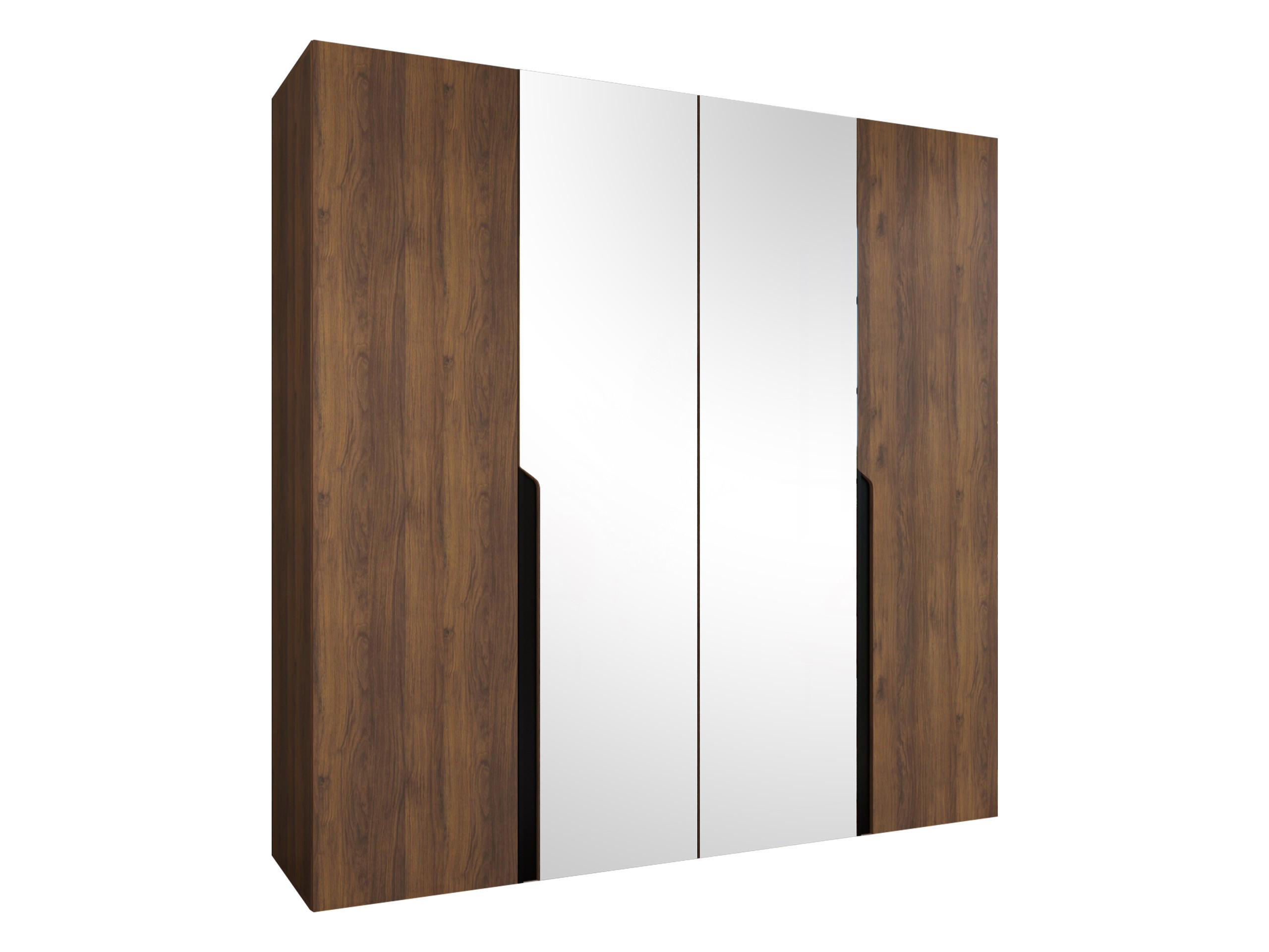 DREHTÜRENSCHRANK Mila II 200 - Nussbaumfarben/Schwarz, Holzwerkstoff/Kunststoff (200/202/52cm) - MIRJAN24
