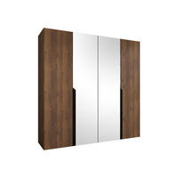 DREHTÜRENSCHRANK Mila II 200 - Nussbaumfarben/Schwarz, Holzwerkstoff/Kunststoff (200/202/52cm) - MIRJAN24