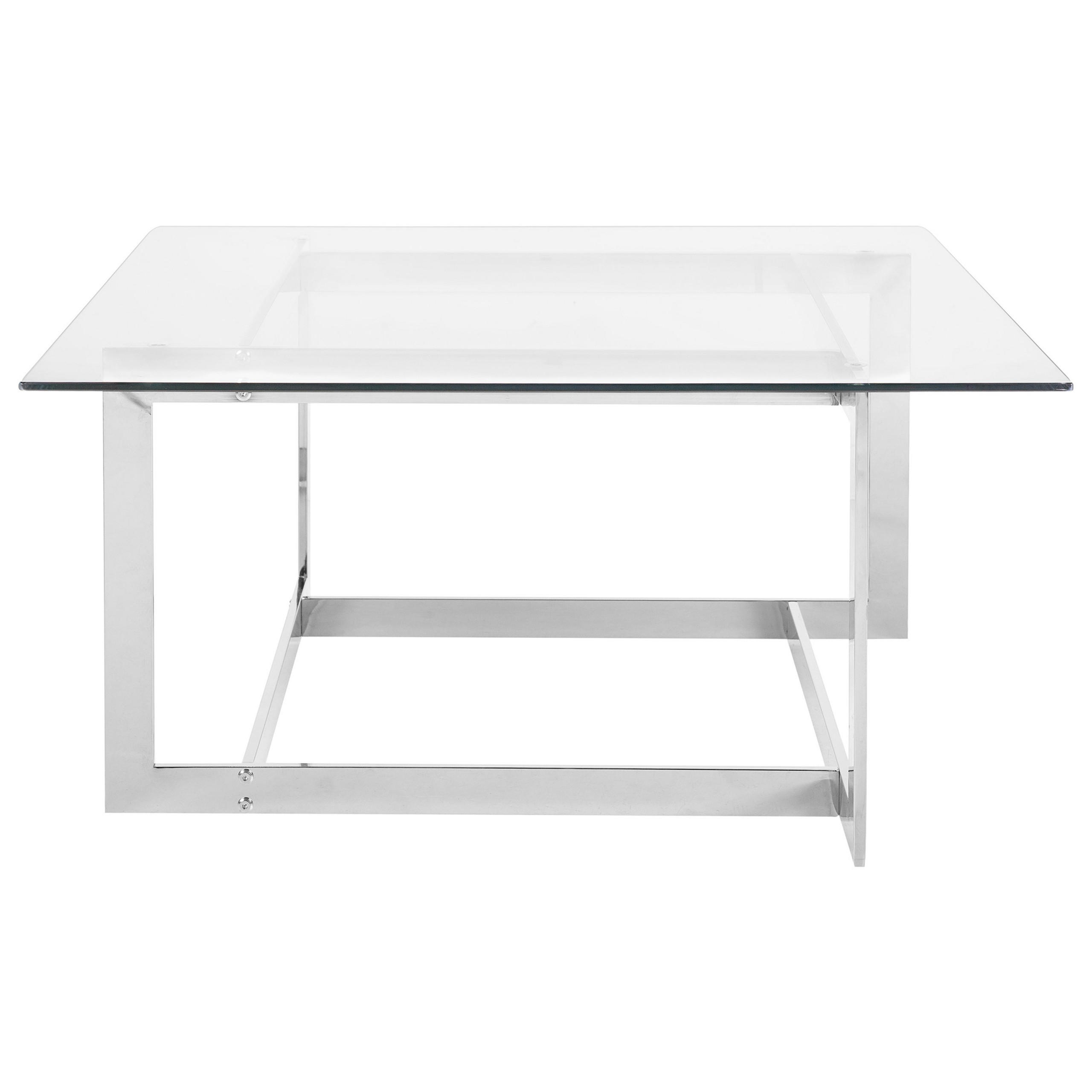 COUCHTISCH Glas silber quadratisch 80/80 cm Crystal - Transparent/Silberfarben, Glas (80/80/40cm) - Beliani