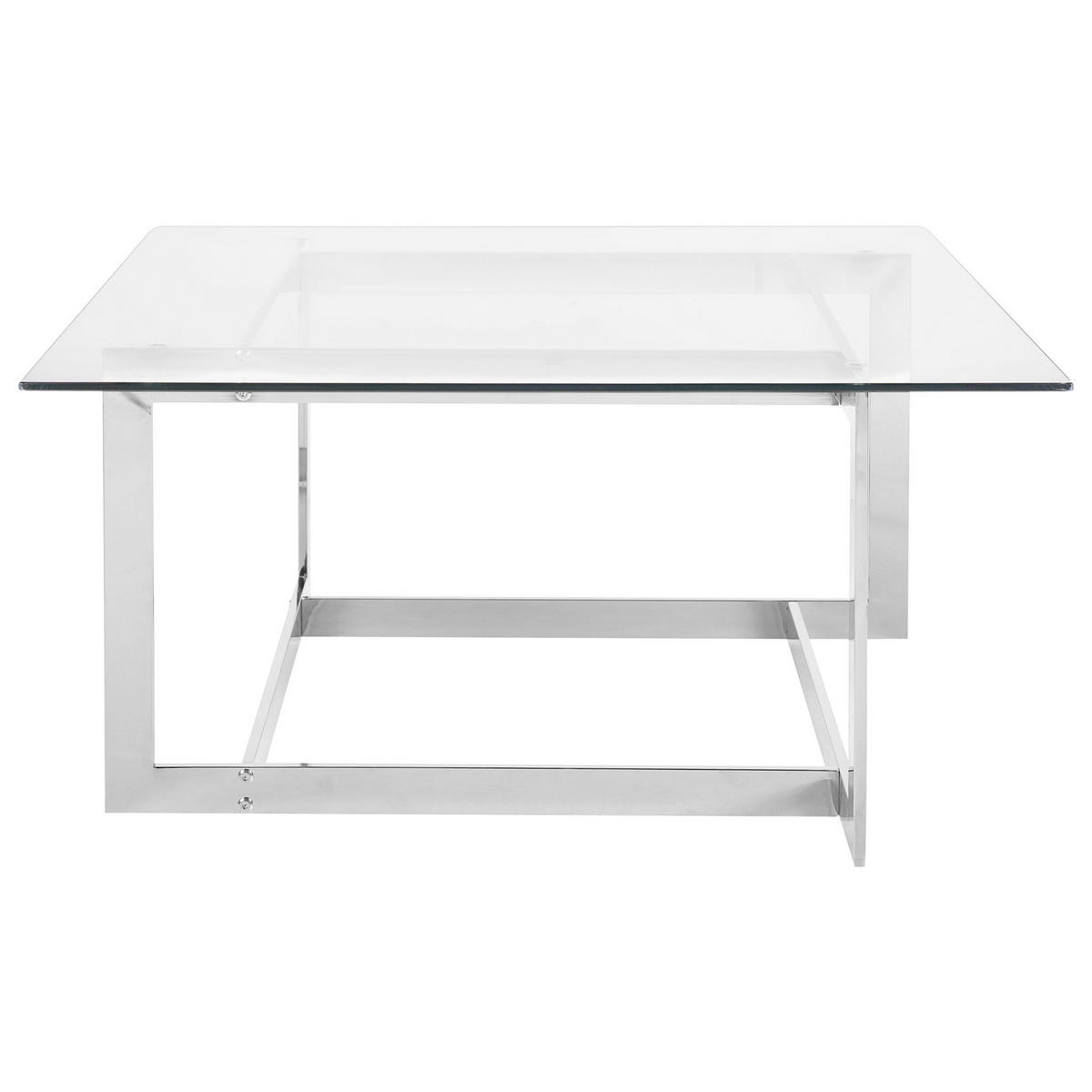 COUCHTISCH Glas silber quadratisch 80/80 cm Crystal - Transparent/Silberfarben, Glas (80/80/40cm) - Beliani