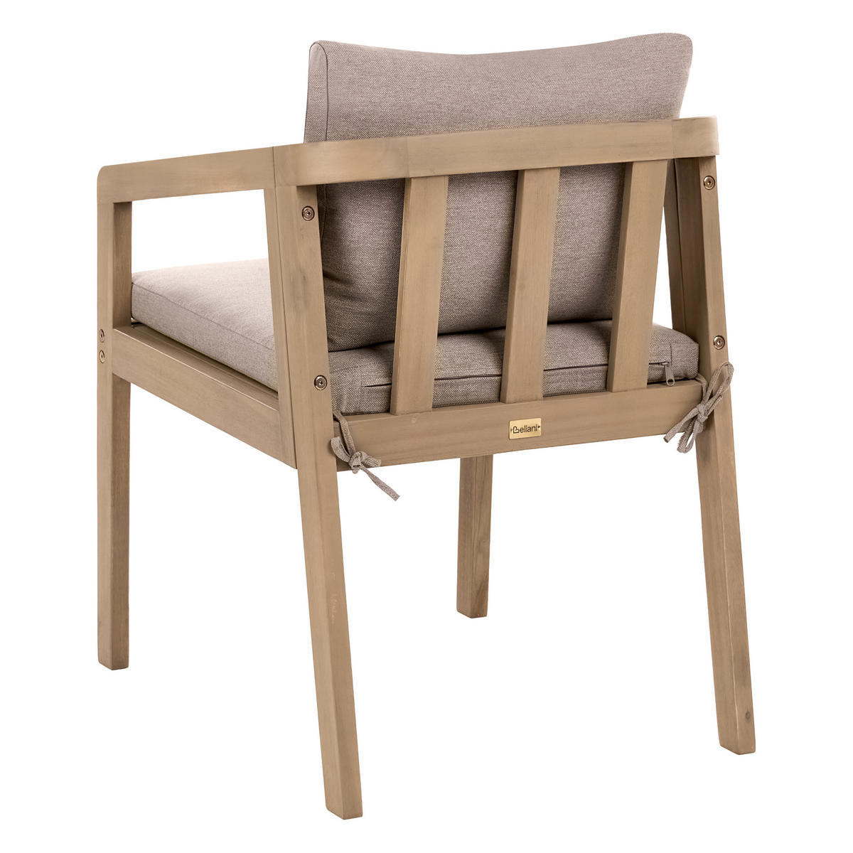 STUHL 2er-Set und Sitzkissen zertifiziertes Akazienholz Hellbraun Toscanella - Hellbraun/Beige, Holz (53/83/67cm) - Beliani
