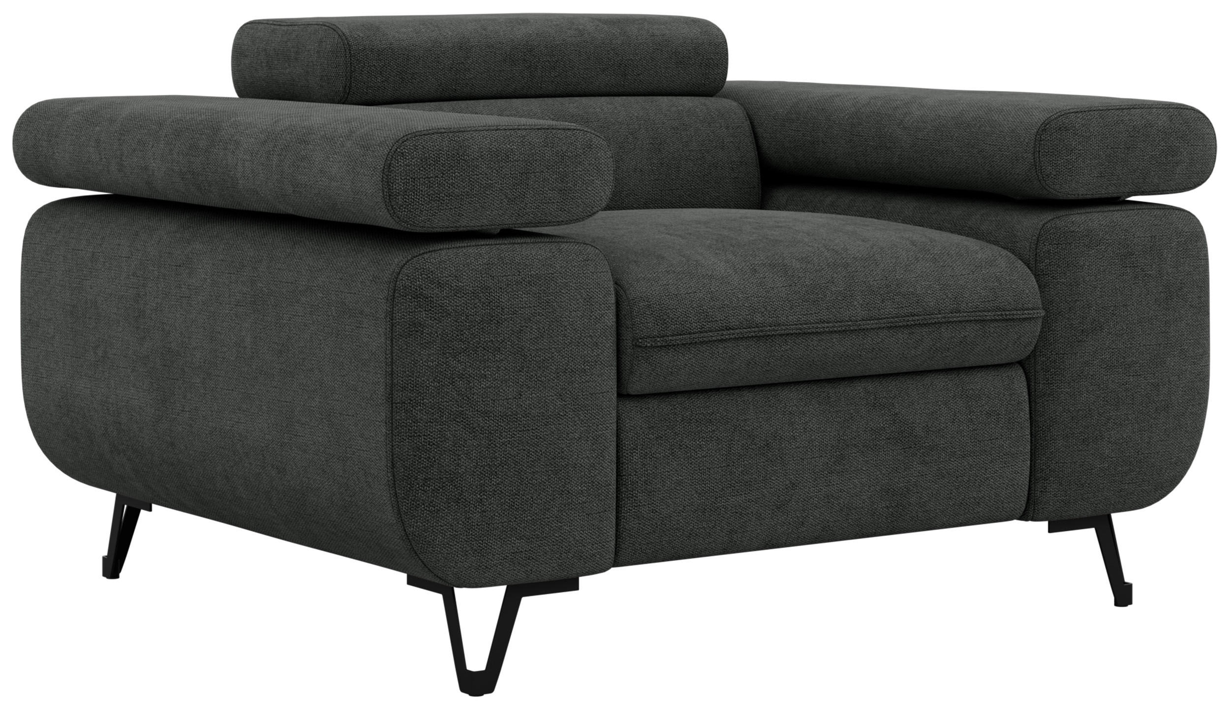 KŘESLO PETER 1 - Tmavě šedá Strukturovaná látka - černá/tmavě šedá, kov/textil (126/76/99cm) - MKS