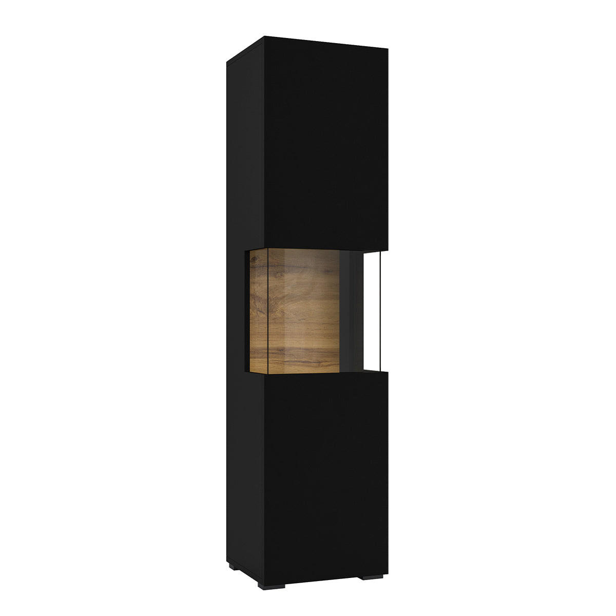 VITRINE Glora Schwarz und Holz - Schwarz, Holzwerkstoff (36/140/30cm) - Petits-meubles