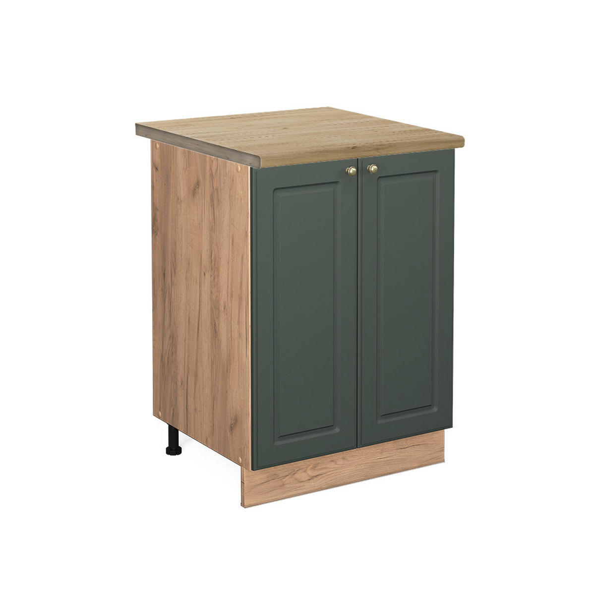 KÜCHENUNTERSCHRANK Fame-Line Grün-Gold Landhaus 60 cm, AP Eiche - Honigeiche/Eiche Wotan, Holzwerkstoff (60/82/60cm) - Vicco