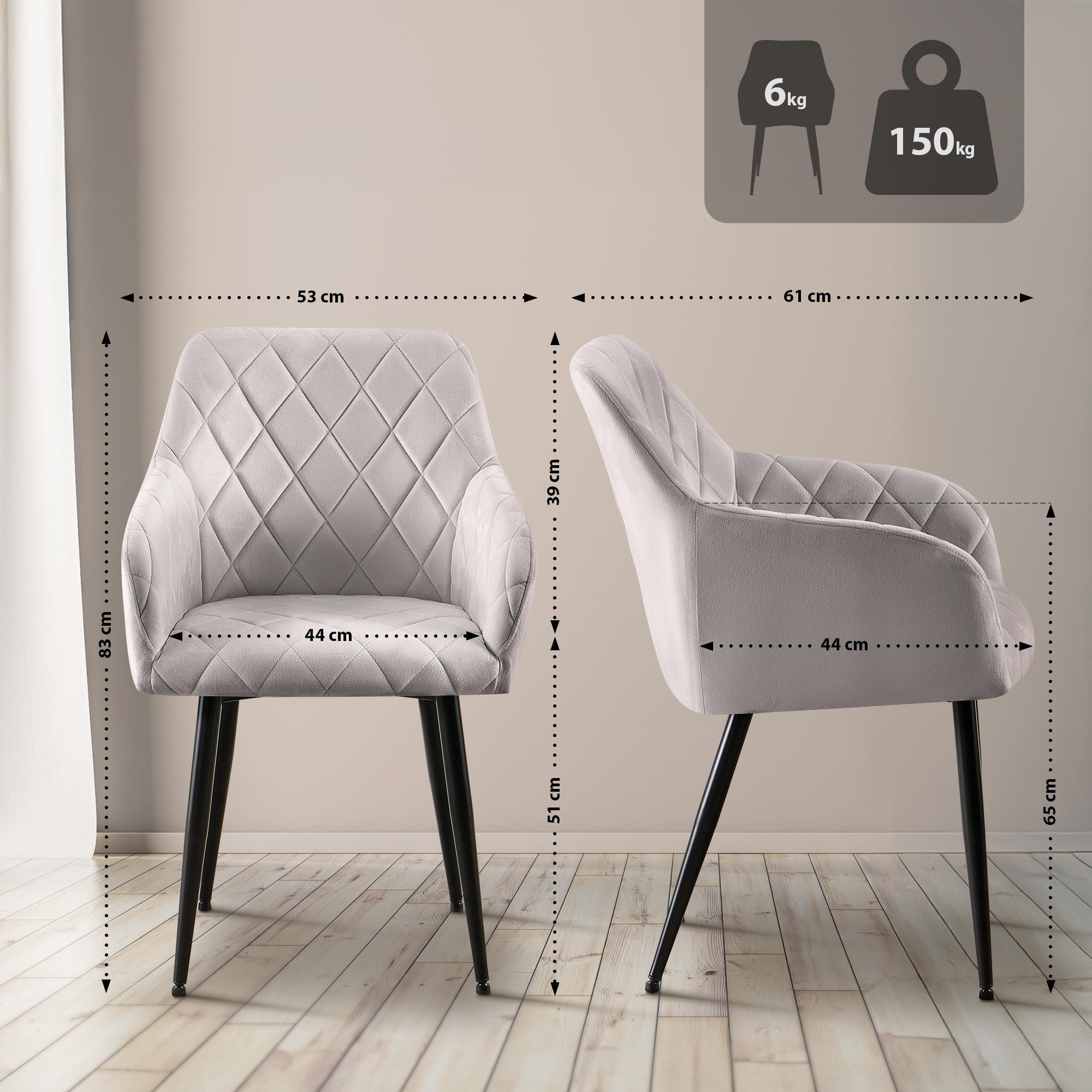 Thumbnail - CLP Armlehnenstuhl, Grau, Textil, 53x83x61 cm, Esszimmer, Stühle, Esszimmerstühle, Armlehnenstühle