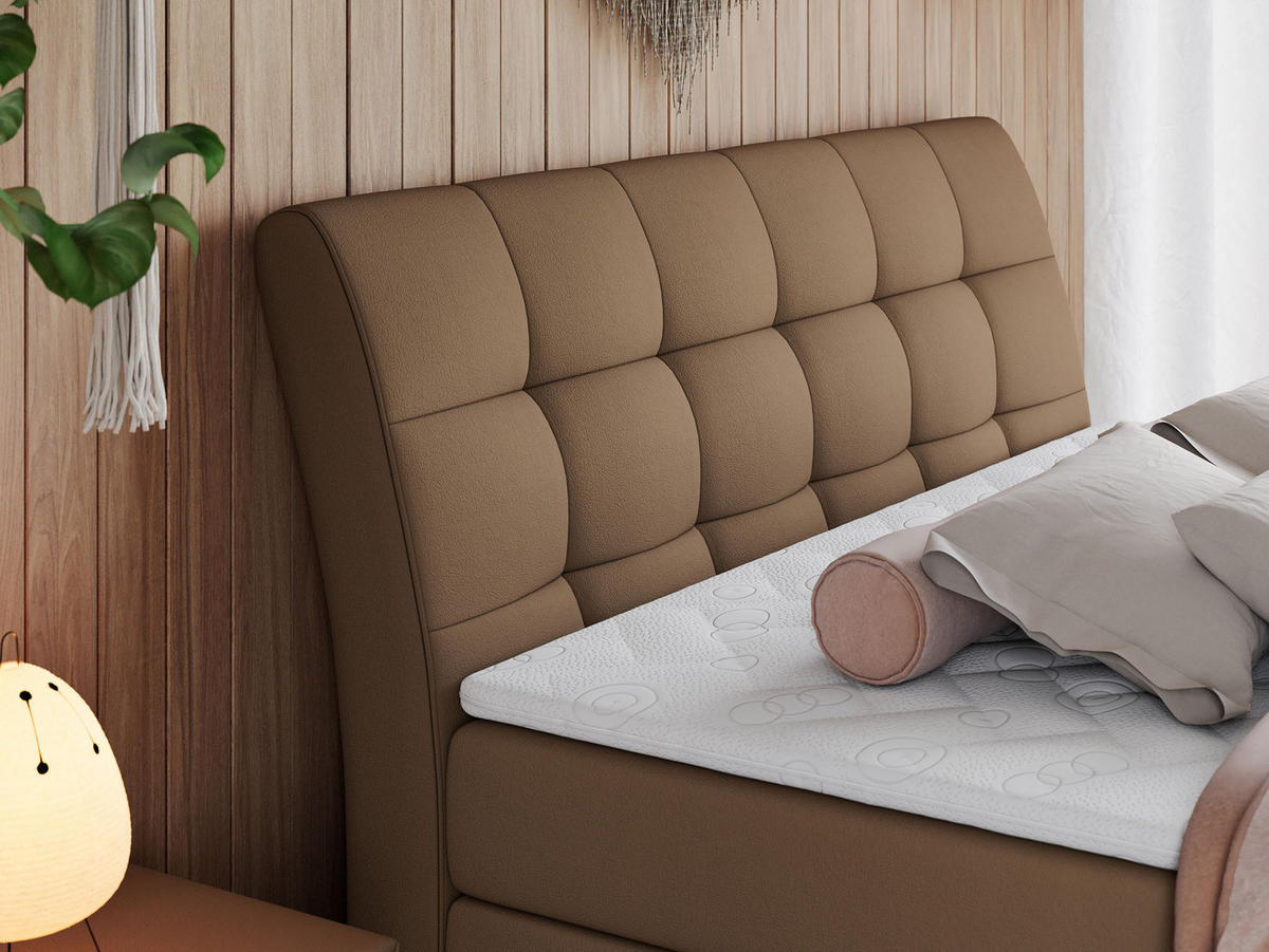 BOXSPRINGBETT GOLD-10 KING 140/200 Braun Kunstleder - H3 - Braun, Holz/Textil (140/200cm) - MKS
