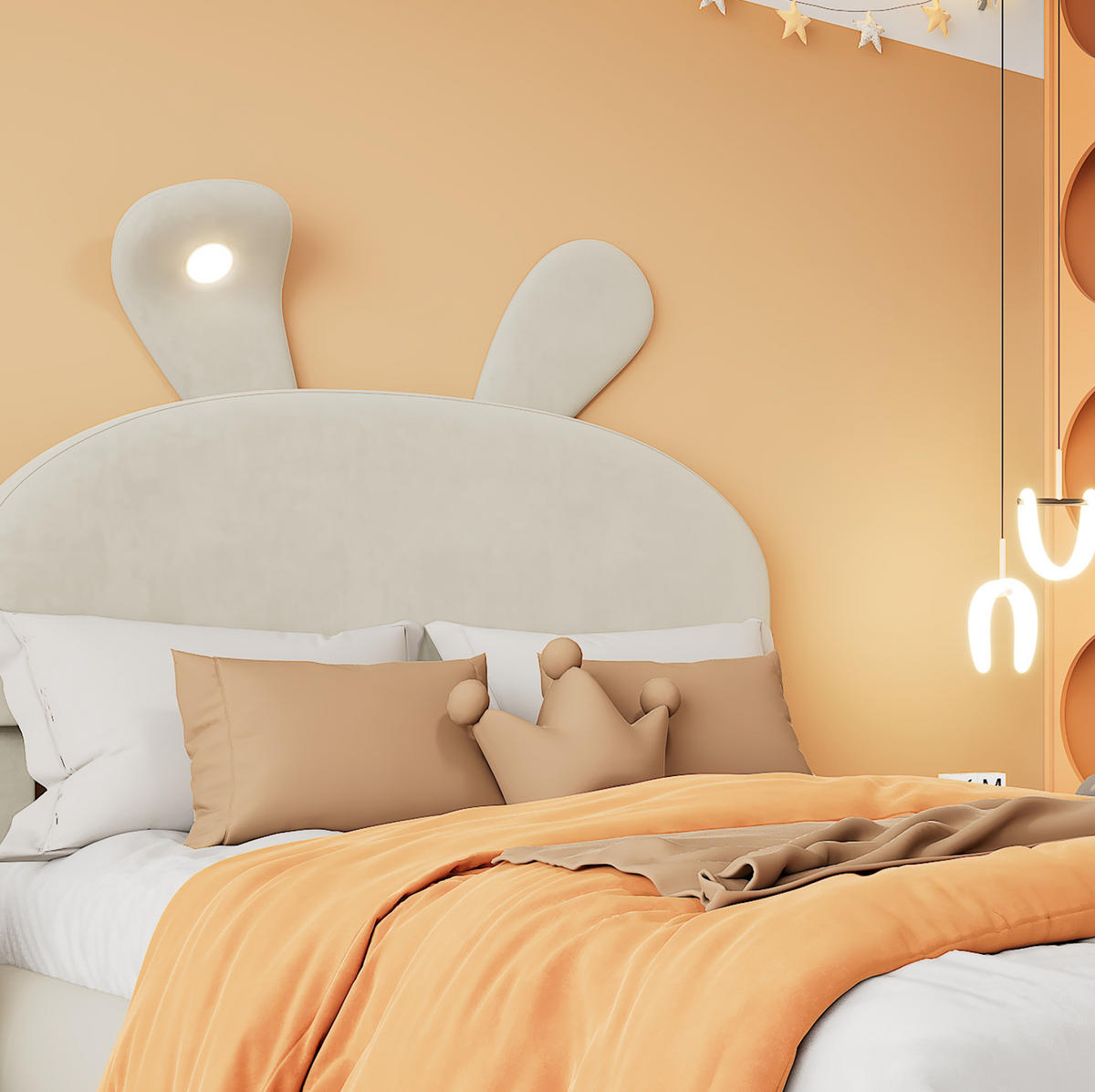 POLSTERBETT 90/200 cm Beige aus Samt mit LED-Beleuchtung - Beige, Textil (90/200cm) - OKMYHOME