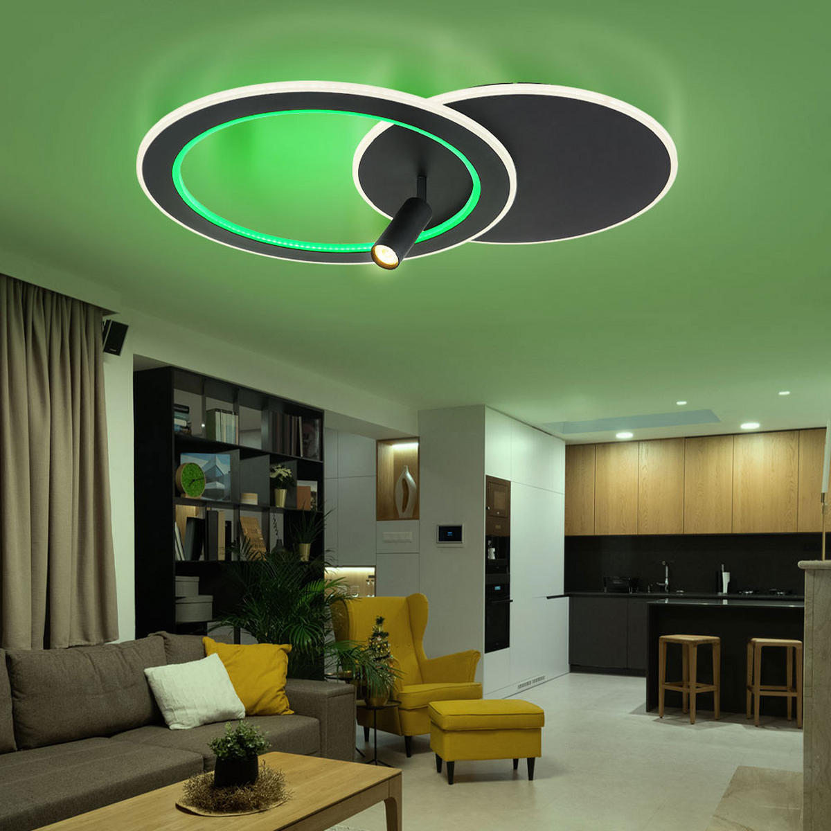 LED DECKENLEUCHTE Marian Schwarz Metall - Schwarz, Metall (69.5/49.2/13.5cm) - Globo Lighting