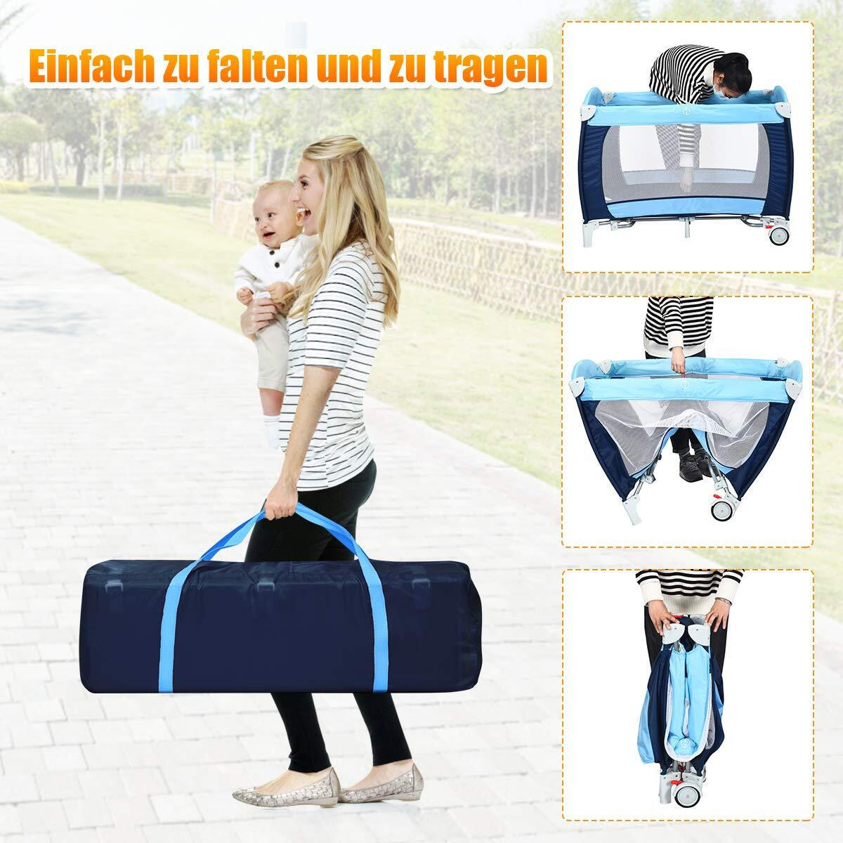 REISEBETT faltbar blau - Blau, Textil - COSTWAY