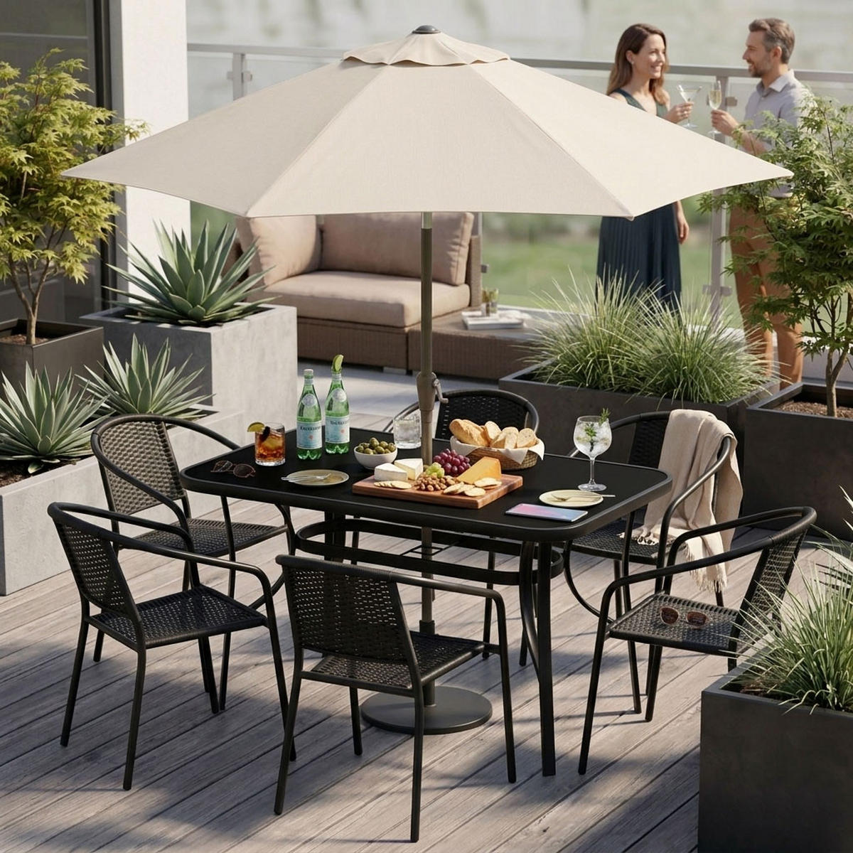GARTENTISCH Schwarz Metall - Schwarz, Metall (120/70/71cm) - Mat-Haus
