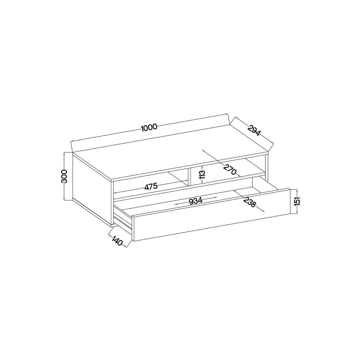 TV-LOWBOARD Rednaw Beton-Optik, 100 cm - Grau, Holzwerkstoff (100/30/31cm) - Selsey