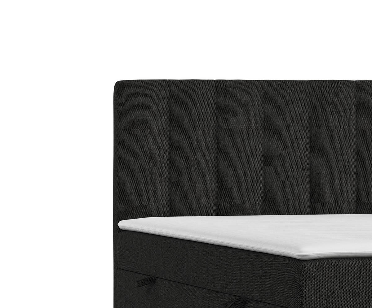 BOXBETT Novento Schwarz 140/200 cm mit Matratze und Topper - Schwarz, Holz/Holzwerkstoff (140/200cm) - Maison de Reve