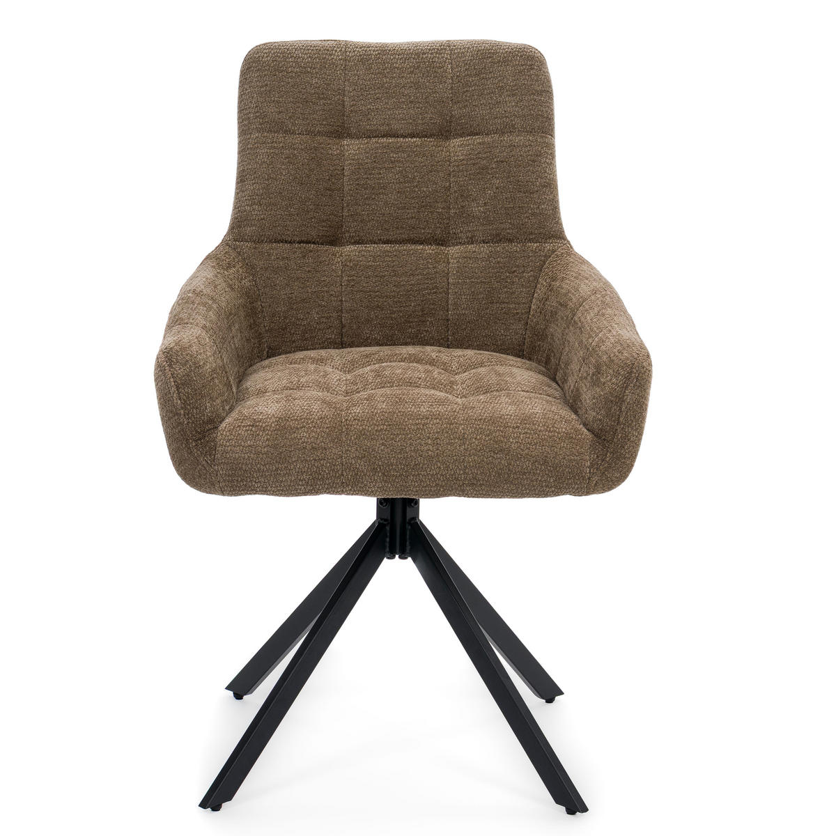 STUHL FUNO drehbar gepolsterter mit Steppung - braun - Chenille - Schwarz/Braun, Textil/Metall (58/87/60cm) - NEW HOME