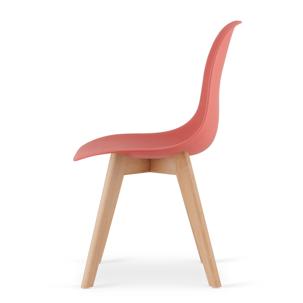 ESSZIMMERSTUHL KITO Zinnoberroter Sitz, natürliche Beine - Rot/Naturfarben, Kunststoff (46/80/54.5cm) - Valora