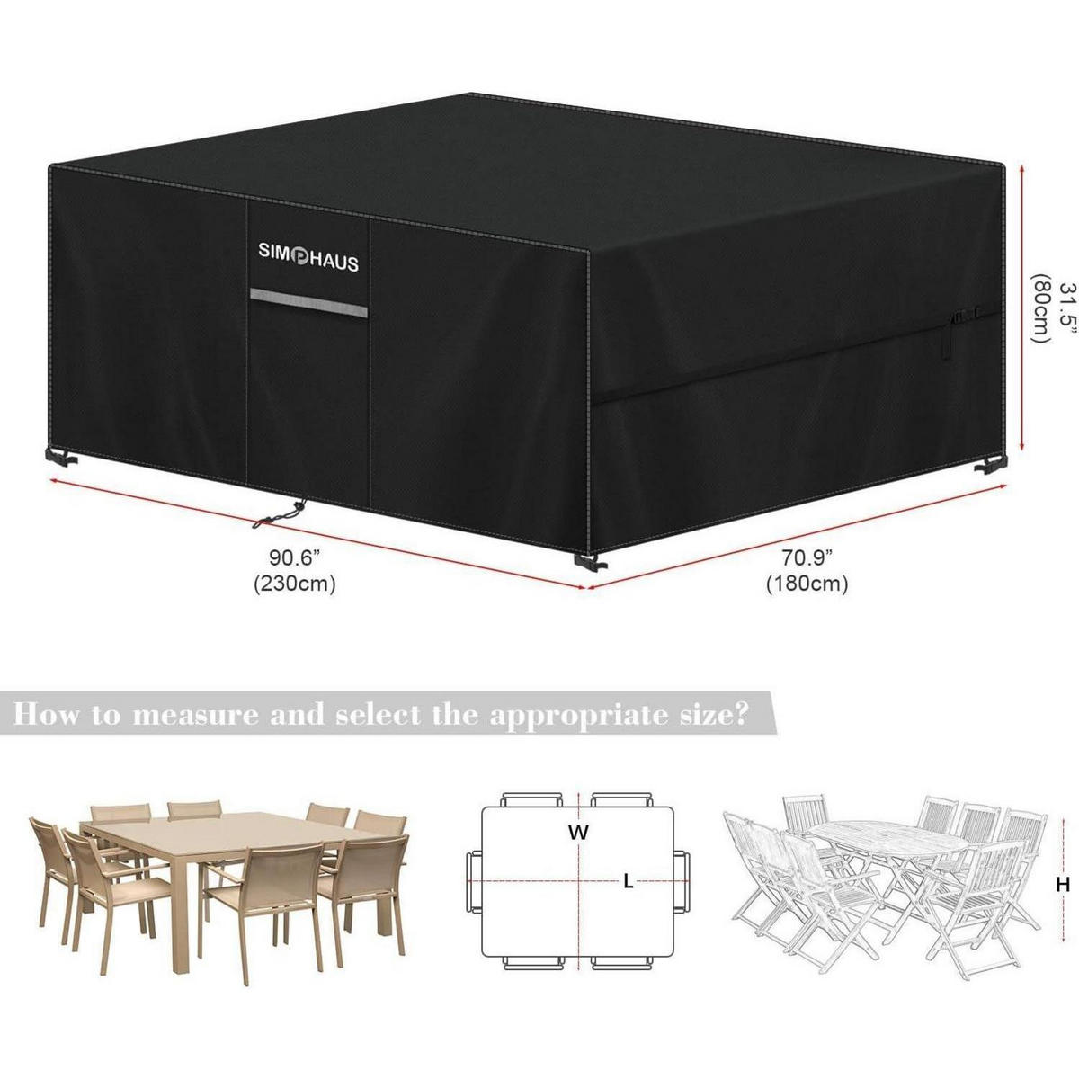 ABDECKHAUBE für Gartenmöbel 230 x 180 x 80 cm Schwarz - Schwarz, Kunststoff (180/80/230cm)