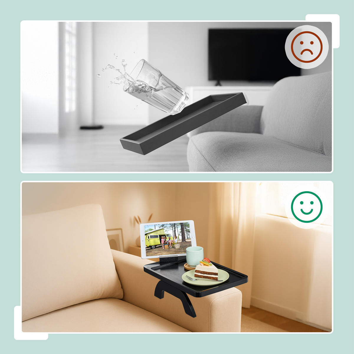 SOFATABLETT - Schwarz, Holz (40.5/12/25cm) - Relaxdays