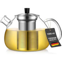 TEEKANNE 1000 ml Borosilikatglas mit Edelstahl-Sieb - Transparent, Glas (14.5/16cm)