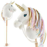 STECKENPFERD Einhorn Rainbow aus Holz - Weiß, Textil (33/92cm) - Bieco Spielwaren