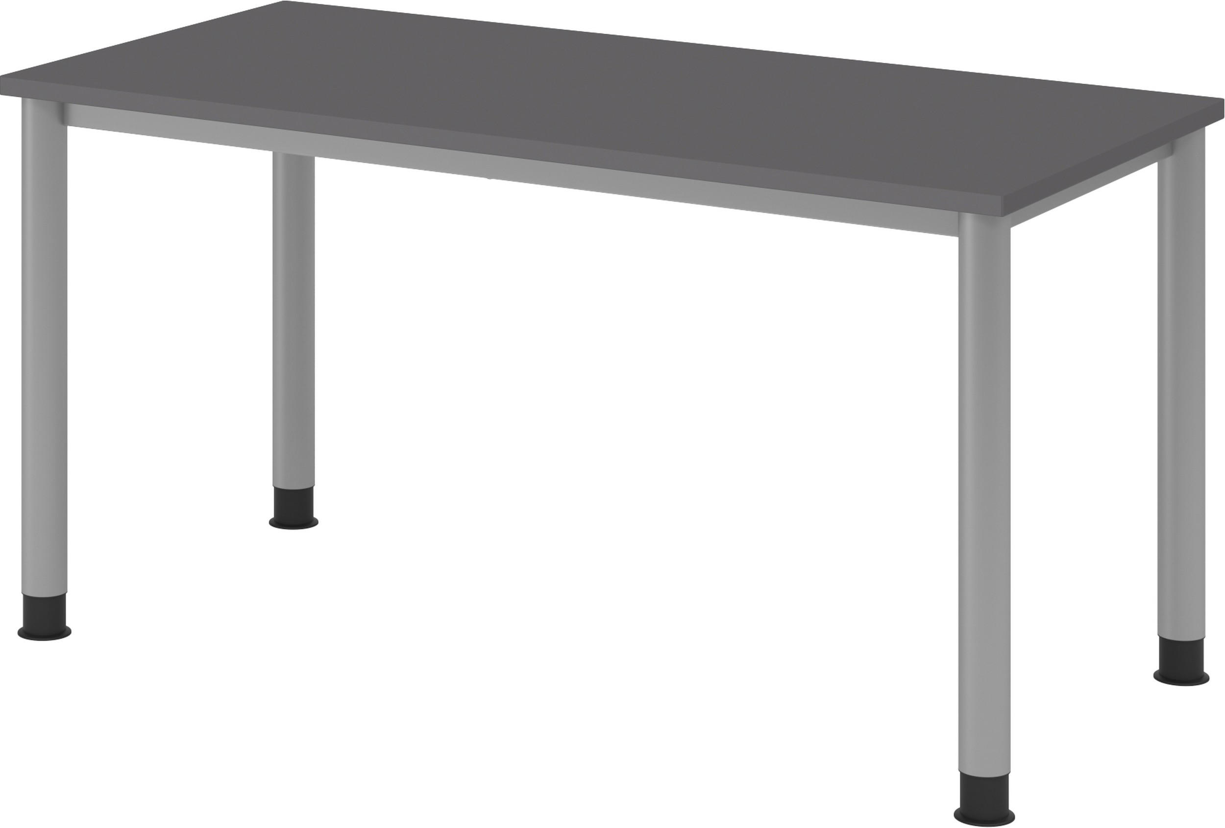 SCHREIBTISCH Serie-H (Mini) 67,2/140/74 cm in Graphitfarben/Silberfarben - Silberfarben/Graphitfarben, Holzwerkstoff (67.2/140/74cm) - bümö