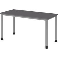 SCHREIBTISCH Serie-H (Mini) 67,2/140/74 cm in Graphitfarben/Silberfarben - Silberfarben/Graphitfarben, Holzwerkstoff (67.2/140/74cm) - bümö