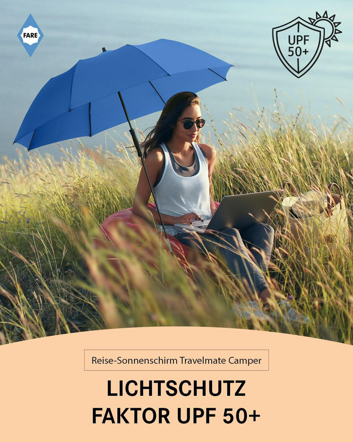 SONNENSCHIRM 147/147/71 cm - Blau, Kunststoff (147/147cm) - FARE