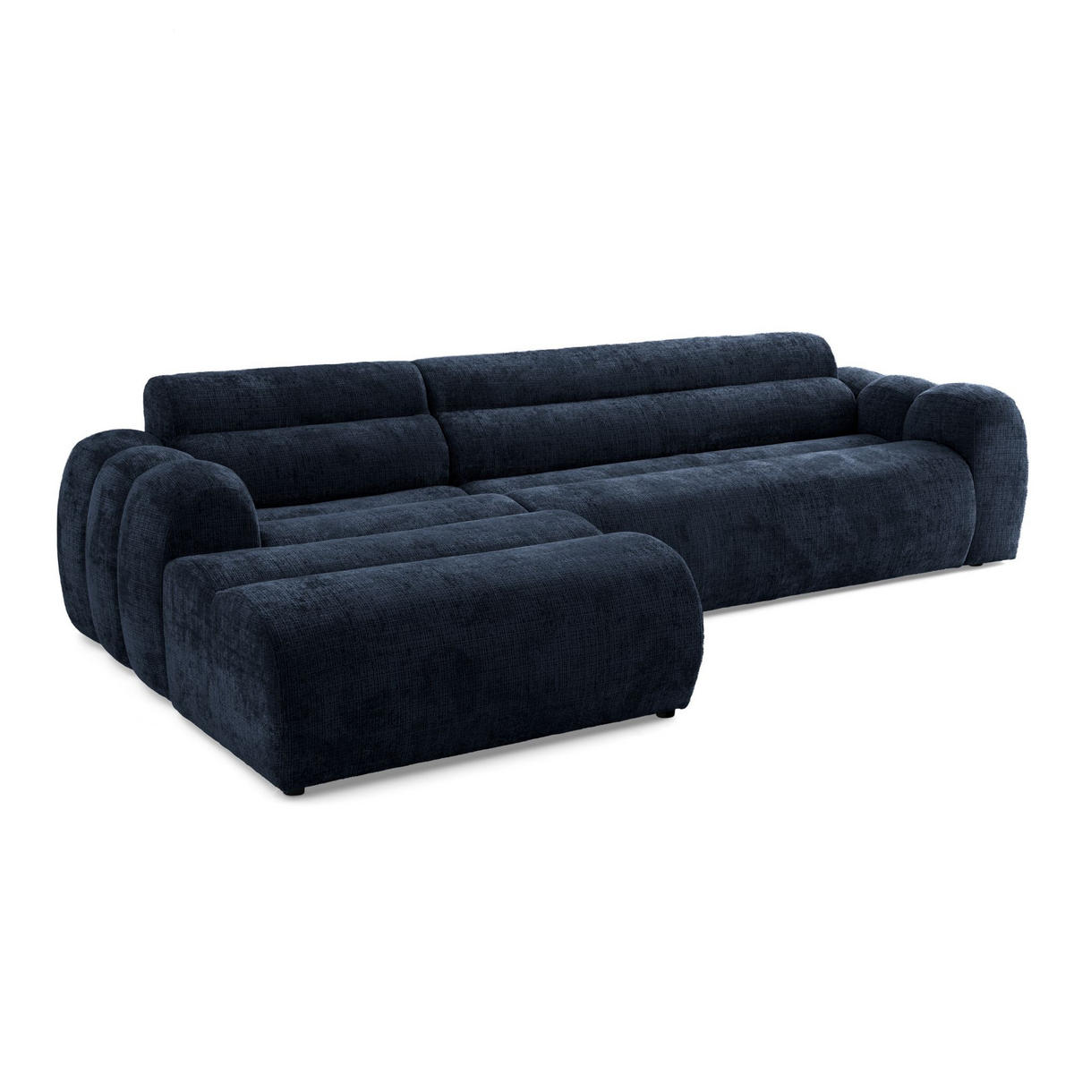 4-SITZER modulares Ecksofa VEER SET 1 Links, 298 x 175 cm, Chenille Webstoff Marine - Schwarz/Dunkelblau, Holz/Kunststoff (298/175cm) - Muffo