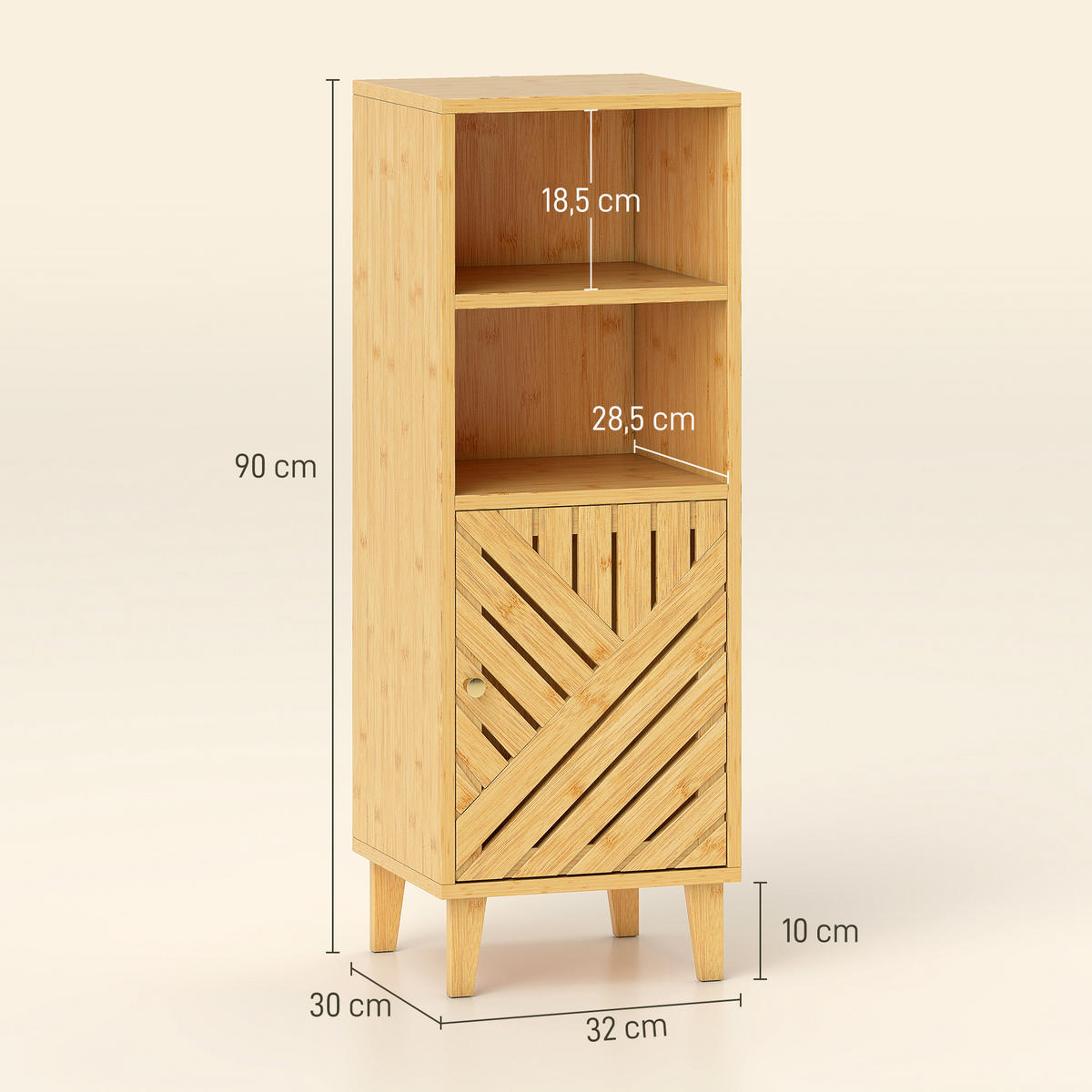 BADEZIMMERSCHRANK Naturfarben 32/30/90 cm - Naturfarben, Holz (32/90/30cm) - PANGIVO