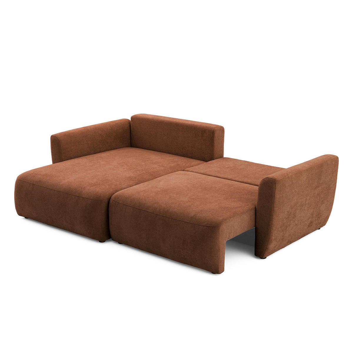 ECKSOFA BELLA L Links mit Schlaffunktion 140x205 Velours Rostbraun - Rostfarben/Schwarz, Holz/Kunststoff (230/165cm) - Muffo