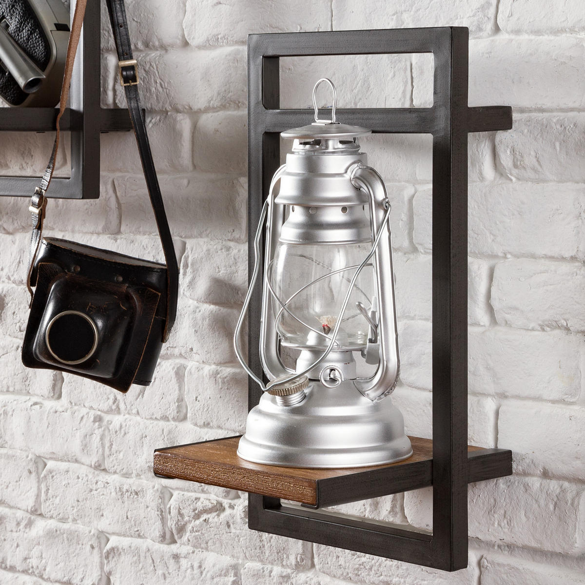 WANDREGAL - Akazie massiv / Metall - Akaziefarben, Holz (22/40/19cm) - home24