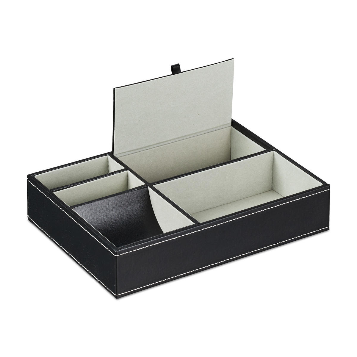 ZÁSOBNÍK na šperky - čierna, kompozitné drevo/textil (25.5/5/18.5cm) - Relaxdays