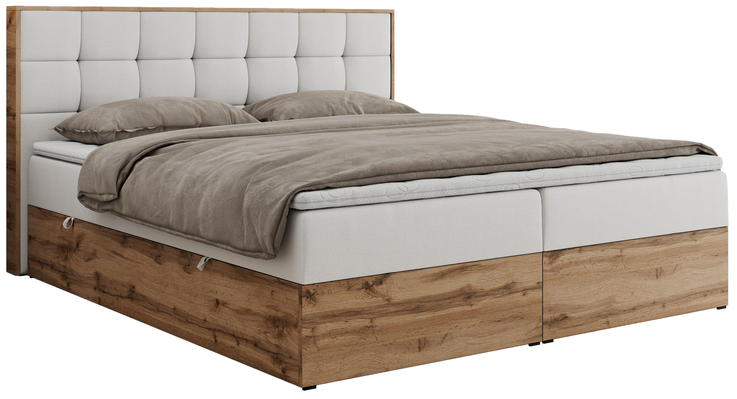 BOXBETT ALBERO 1 - 120/200 Weiß Kunstleder - H3 - Weiß, Holz/Textil (120/200cm) - MKS