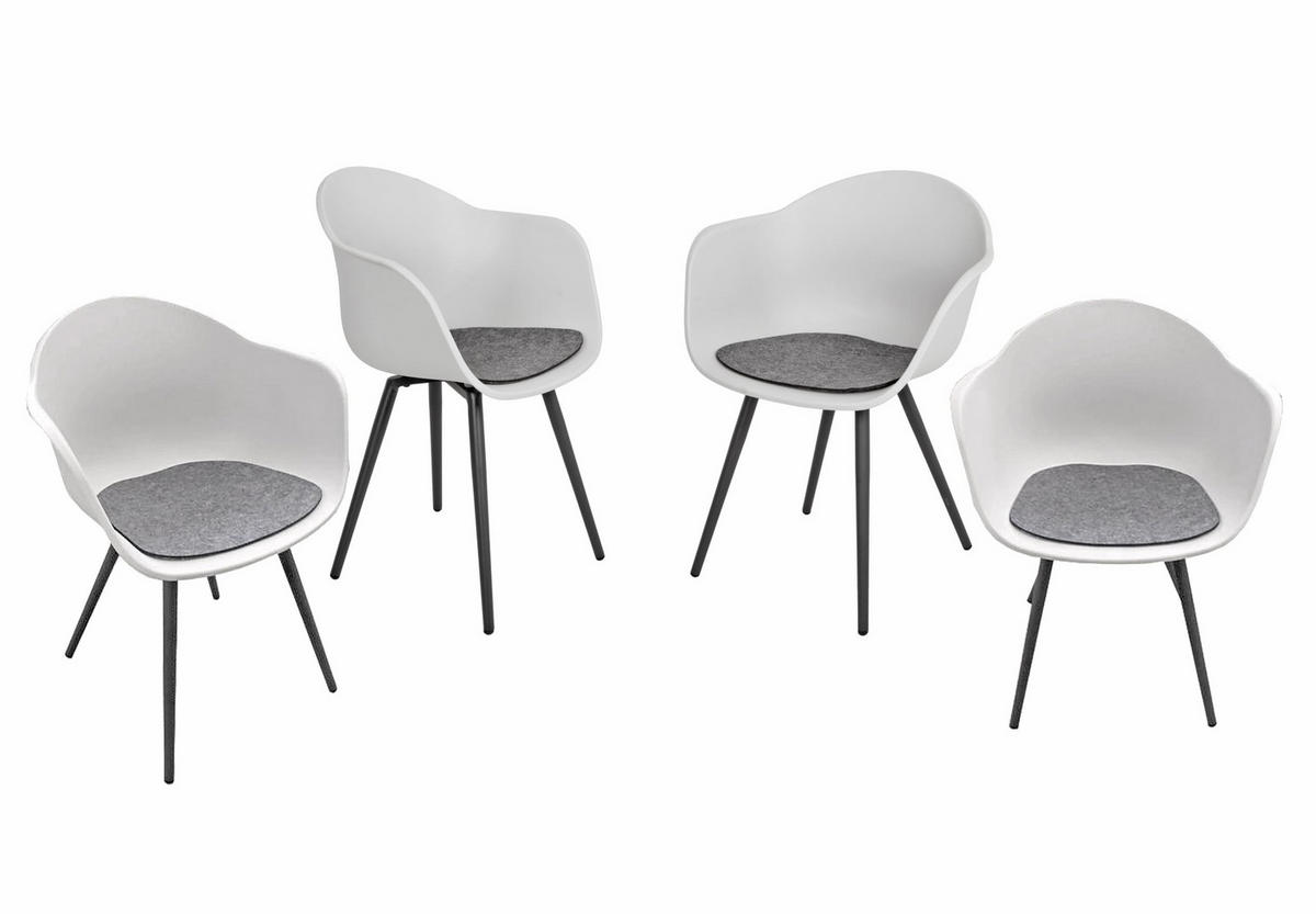 GARTENSTUHL 4er Set Bernd Gartenstühle - Grau, Kunststoff (61/74/56cm) - DELUKE