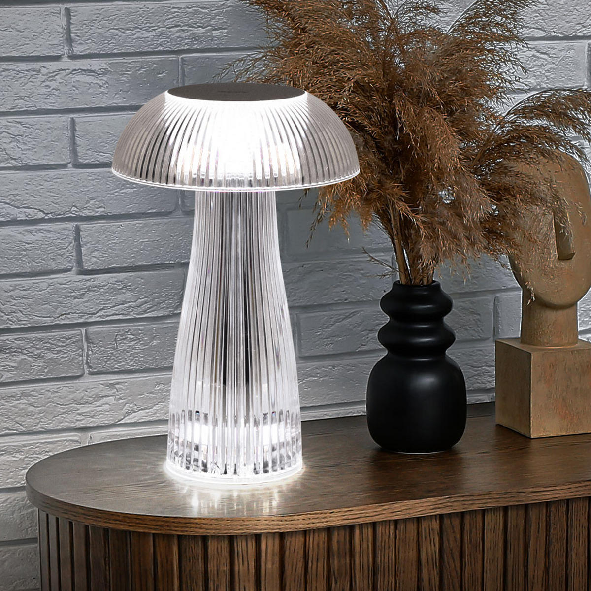 LED TISCHLEUCHTE Metall Silber - Silberfarben, Kunststoff (25/25/25cm) - Globo Lighting