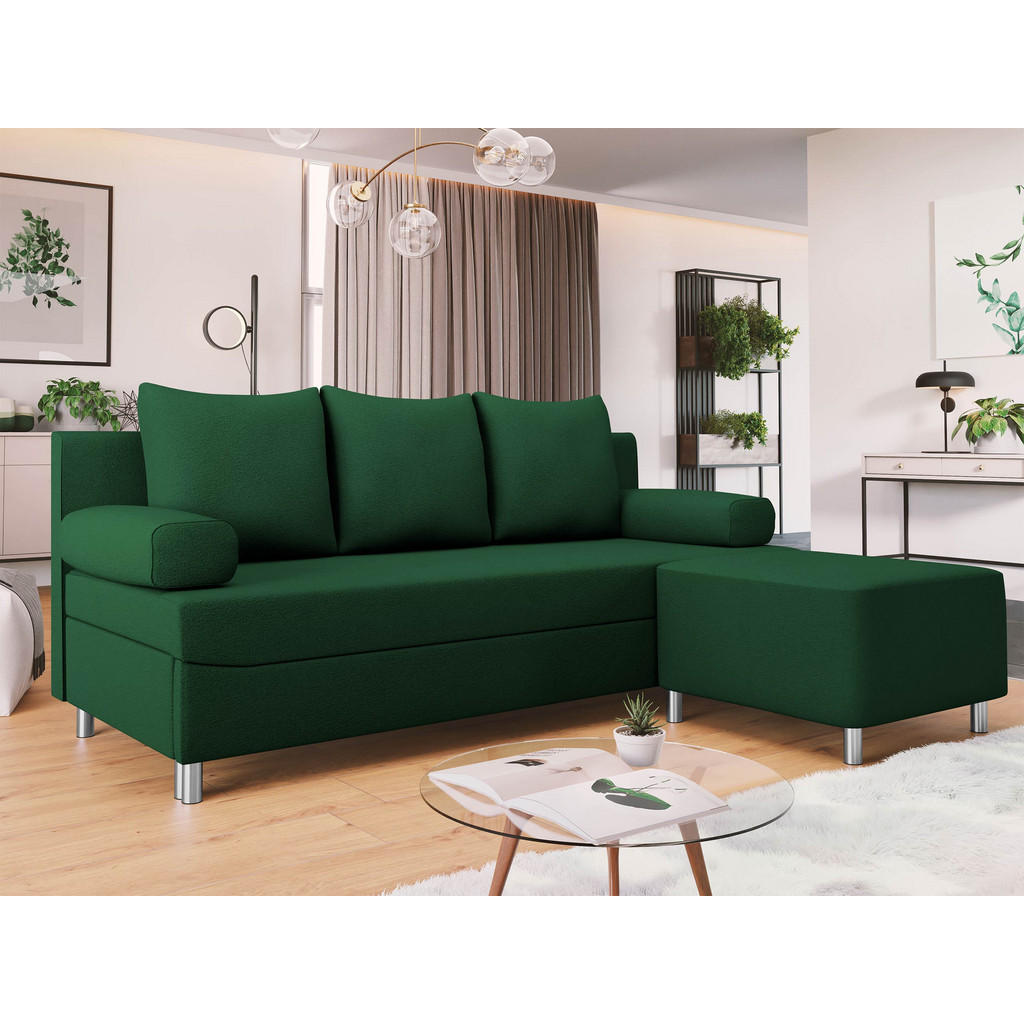 Thumbnail - Mirjan24 Schlafsofa, Grün, Textil, 3-Sitzer, L-Form,Rechteckig, 192x80 cm, Wohnzimmer, Sofas & Couches, Wohnlandschaften...