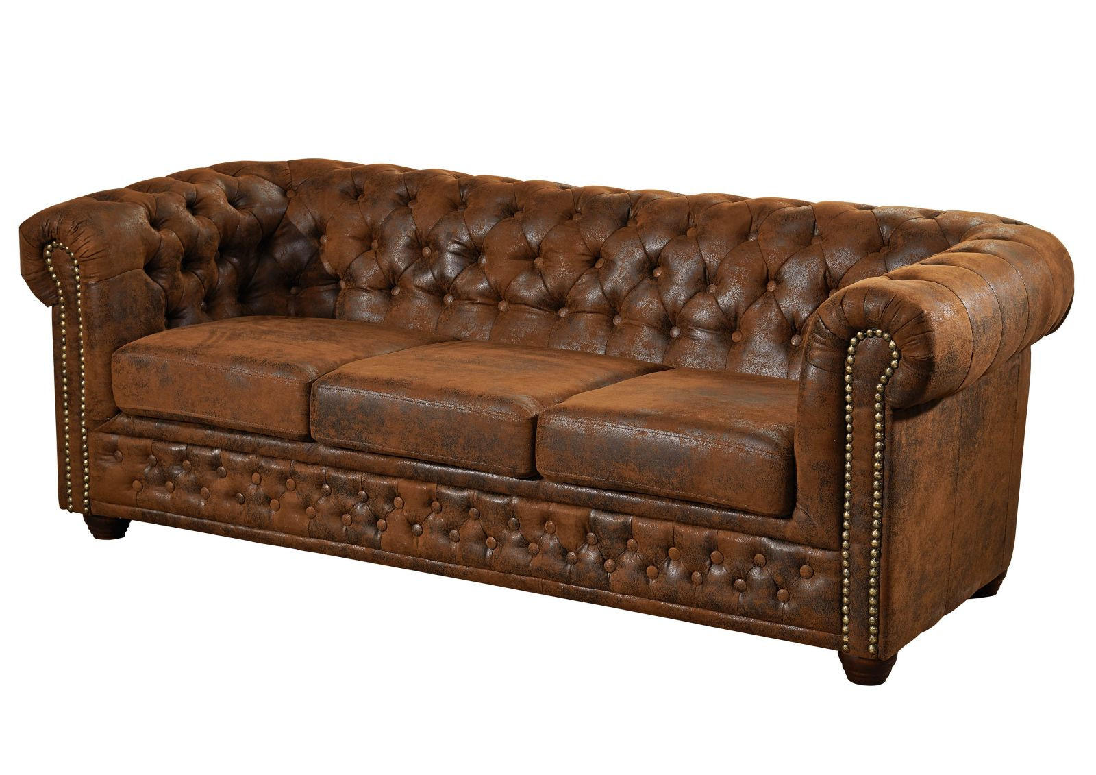 SOFA 203x86x72 braun CHESTERFIELD - Braun, Kunststoff (203/72/86cm) - Massivmoebel24