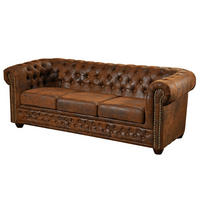 SOFA 203x86x72 braun CHESTERFIELD - Braun, Kunststoff (203/72/86cm) - Massivmoebel24