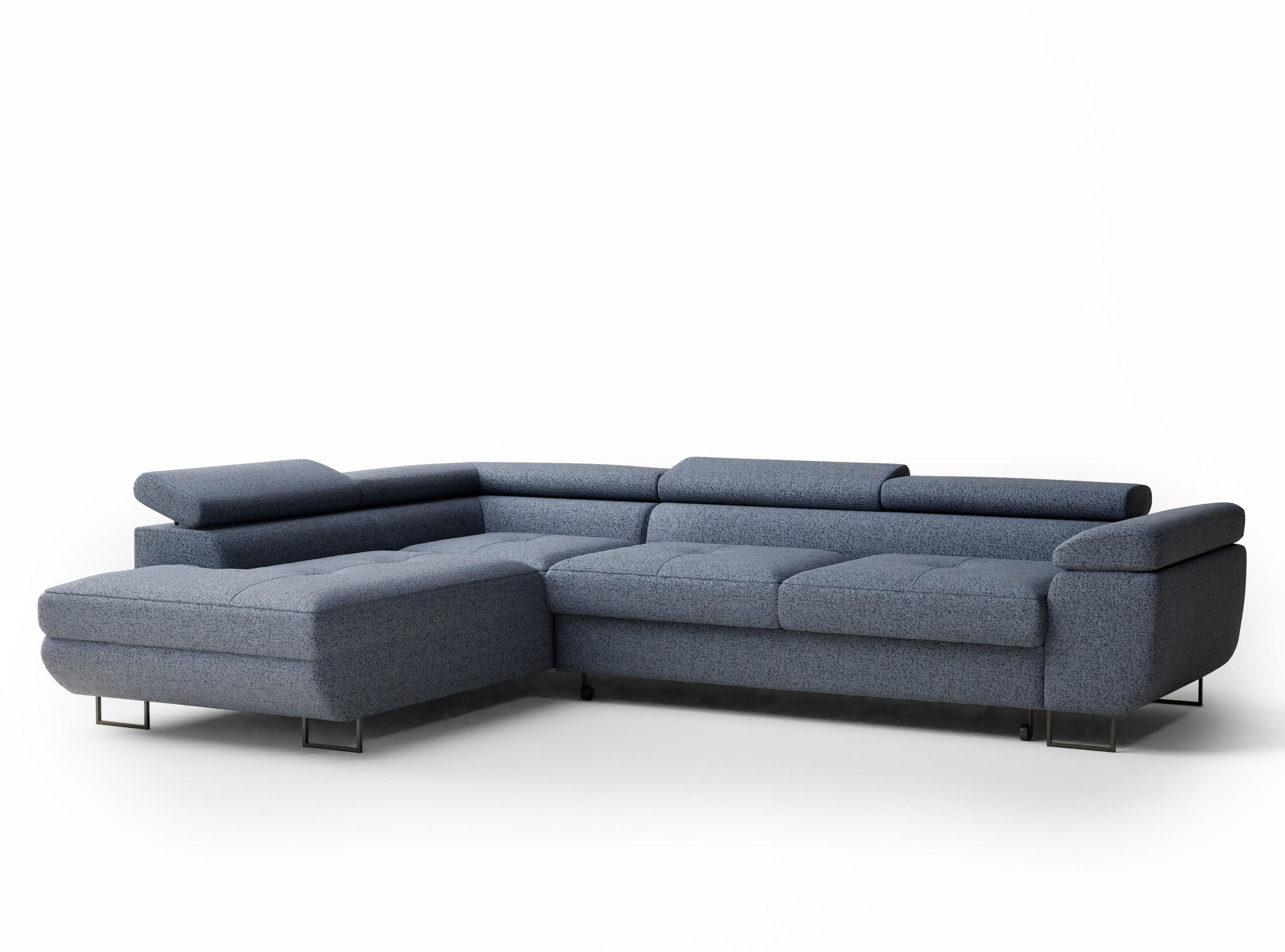 ECKSOFA MIT SCHLAFFUNKTION Concord Blau Grau Webstoff - Blaugrau/Schwarz, Holz/Holzwerkstoff (277/203cm) - Maison de Reve