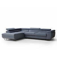 ECKSOFA MIT SCHLAFFUNKTION Concord Blau Grau Webstoff - Blaugrau/Schwarz, Holz/Holzwerkstoff (277/203cm) - Maison de Reve