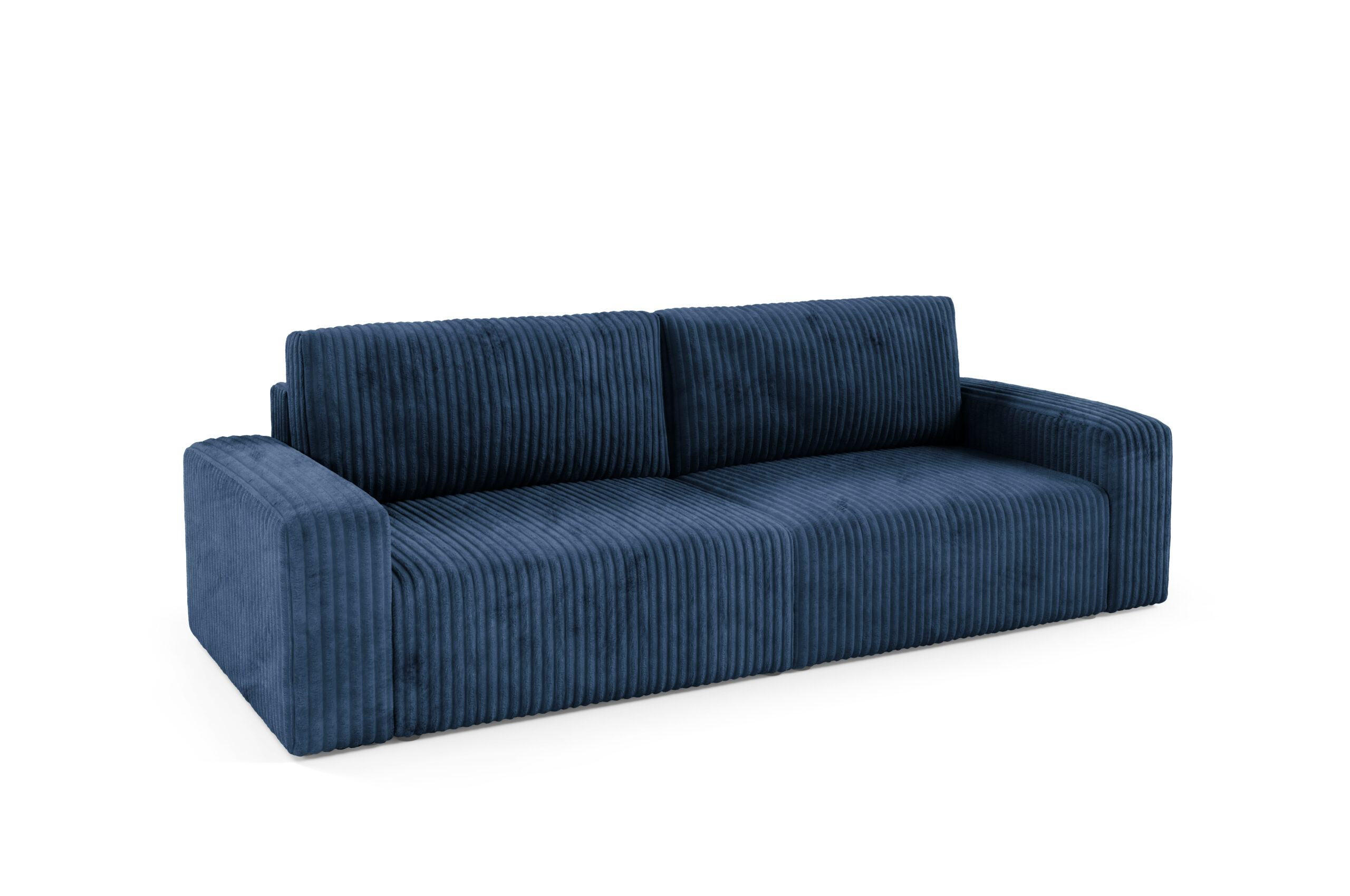 SCHLAFSOFA 4-Sitzer Cord Blau - Blau, Holz/Textil (244/70/102cm) - Furnisell
